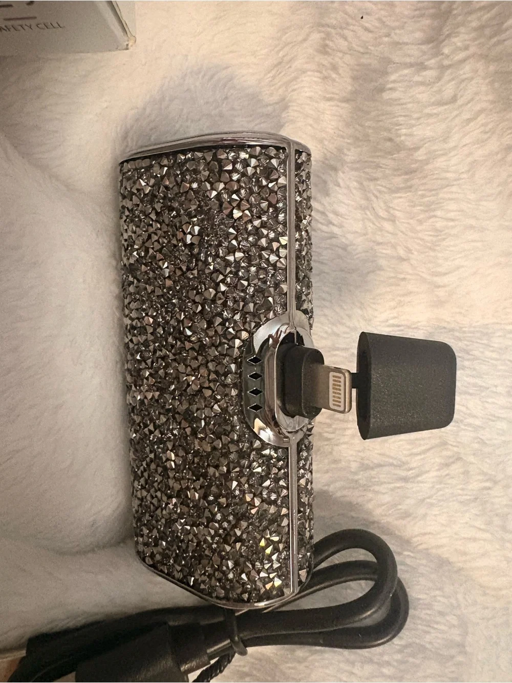 Portable Power Bank Glitter Black with Lightning Connector